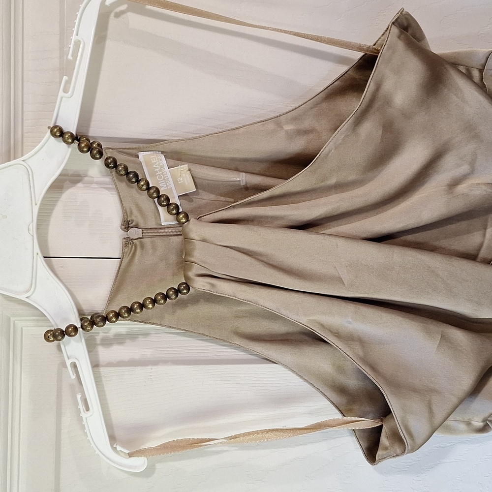 Michael Kors silk sleeveless blouse - 12 - gold/bronze beads - Picture 2 of 10